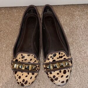 Women’s Tory Burch Leopard Flats Loafers Pony Hair